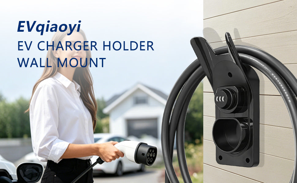 Lockable Type 2 EV Charger Holder Wall Mount EV Charging Gun Bracket European EV Charger Cable Storage Rack