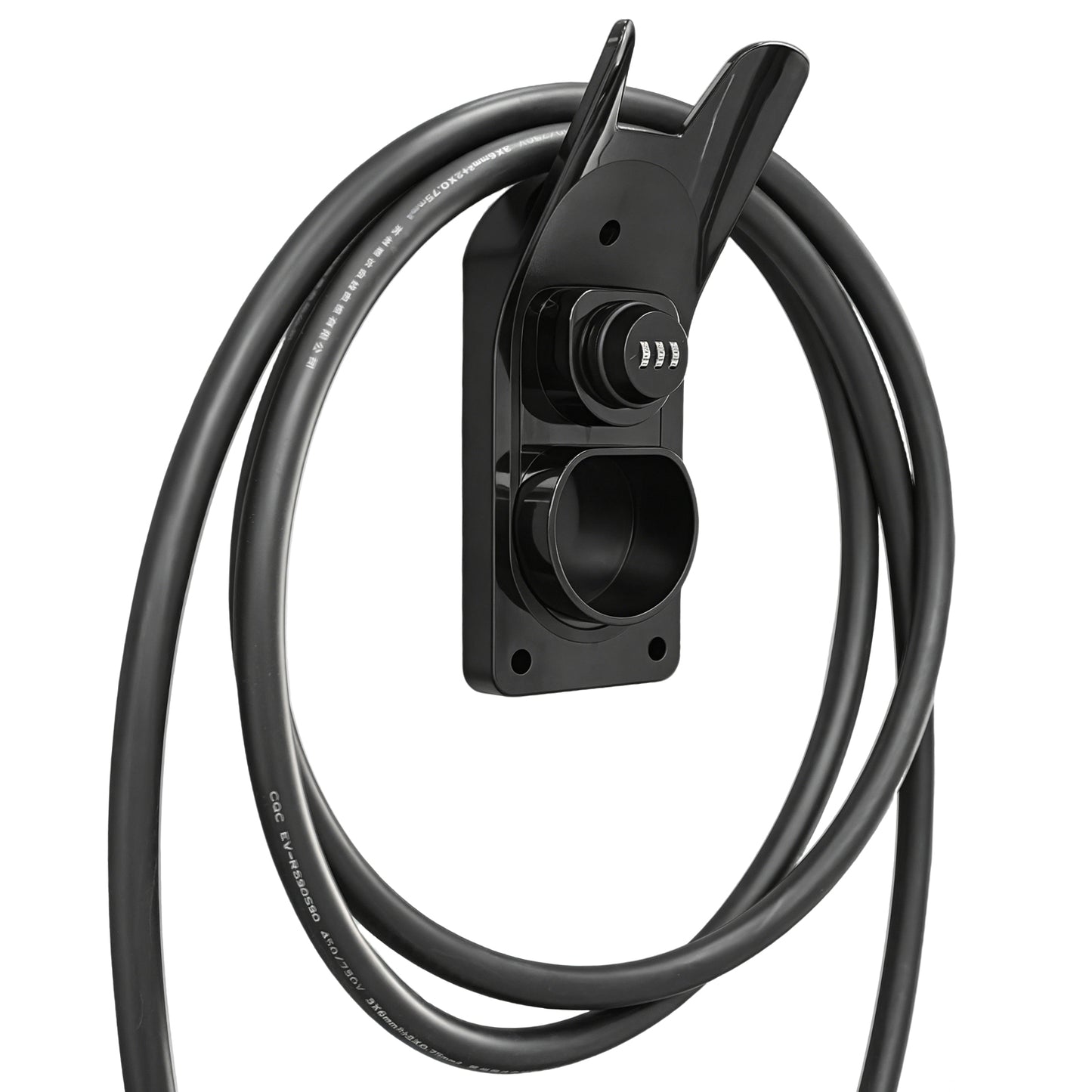 Lockable Type 2 EV Charger Holder Wall Mount EV Charging Gun Bracket European EV Charger Cable Storage Rack