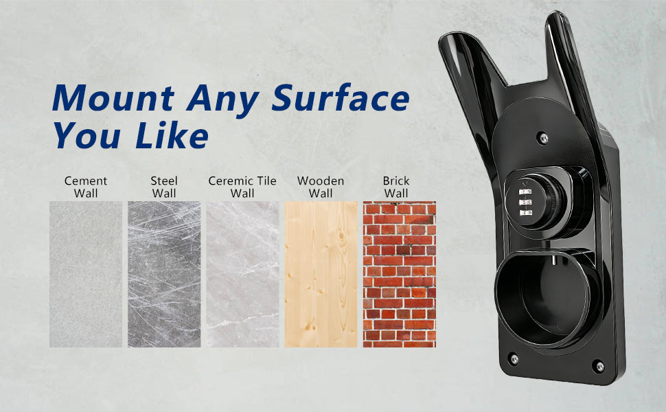 Lockable Type 2 EV Charger Holder Wall Mount EV Charging Gun Bracket European EV Charger Cable Storage Rack