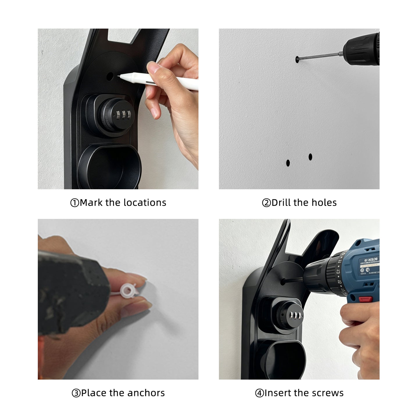 Lockable Type 2 EV Charger Holder Wall Mount EV Charging Gun Bracket European EV Charger Cable Storage Rack